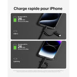 Câble 2-en-1 - BELKIN - USB-C et Lightning - Noir