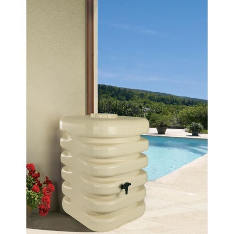 Récupérateur d'eau - BELLI - Cubique - 350 litres - Beige - Polyéthylene - 60x60x120 cm