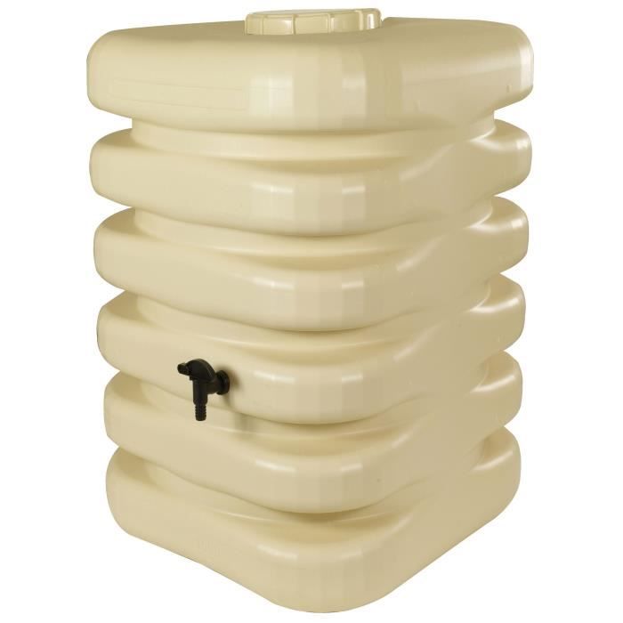 Récupérateur d'eau - BELLI - Cubique - 350 litres - Beige - Polyéthylene - 60x60x120 cm