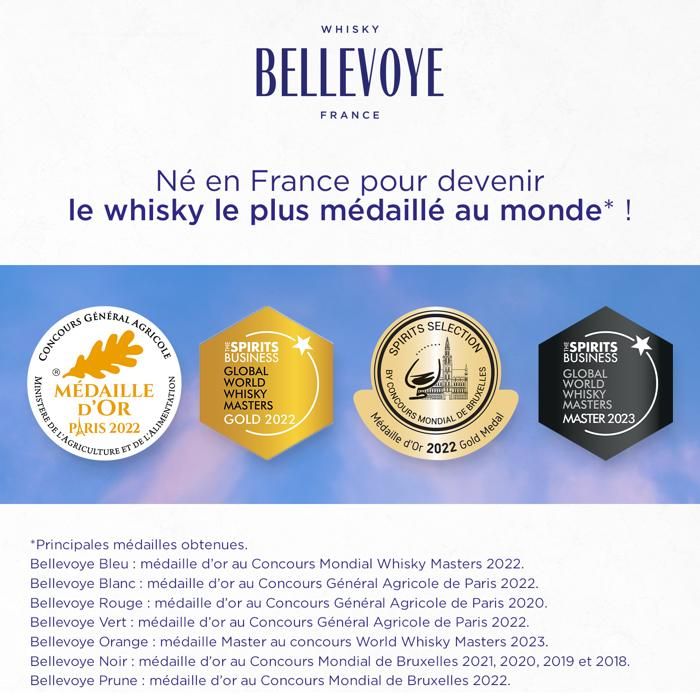 BELLEVOYE - PRUNE - Whisky - Triple Malt - Origine : France - 43 % alcool - bouteille 70 cl