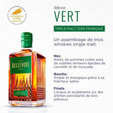 BELLEVOYE - VERT - Whisky - Triple Malt - Origine : France - 43 % alcool - bouteille 70 cl