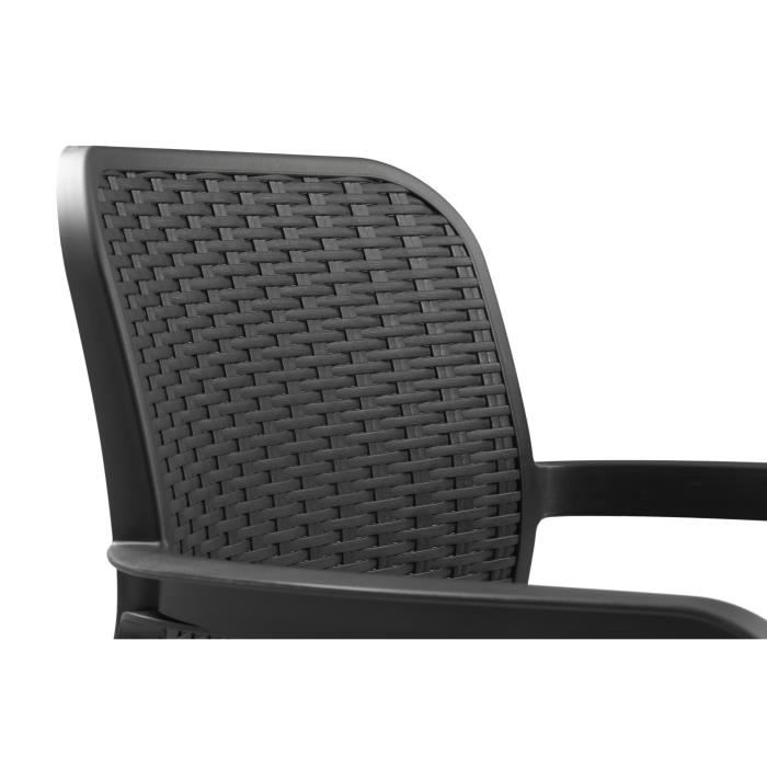 Lot de 6 fauteuils de jardin - Allibert by KETER - BELLA - En résine - Coloris : gris graphite - Empilable