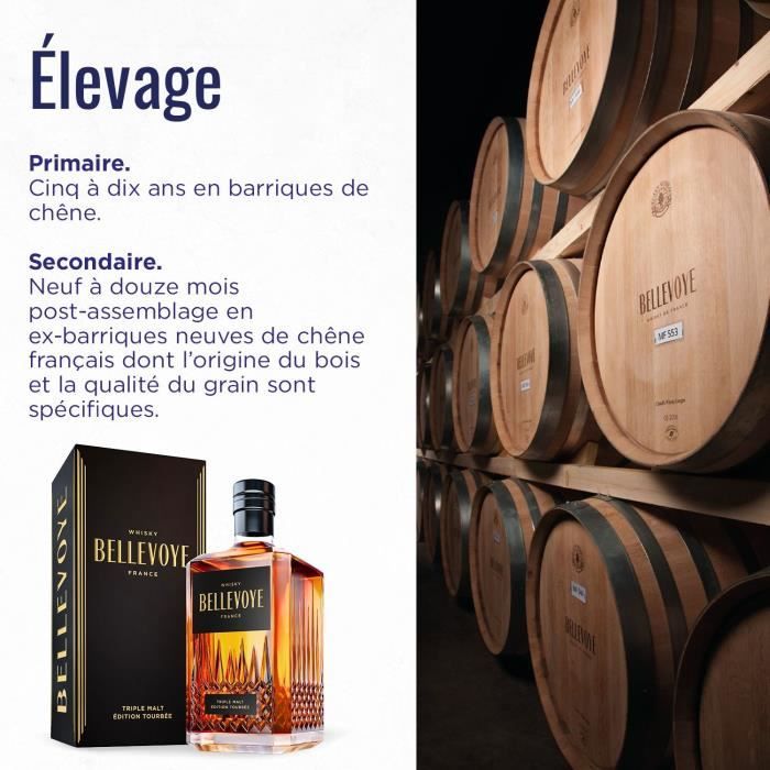 BELLEVOYE - NOIR - Whisky - Triple Malt - Origine : France - 43 % alcool  - bouteille 70 cl