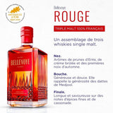 BELLEVOYE - ROUGE - Whisky - Triple Malt - Origine : France - 43 % alcool  - bouteille 70 cl