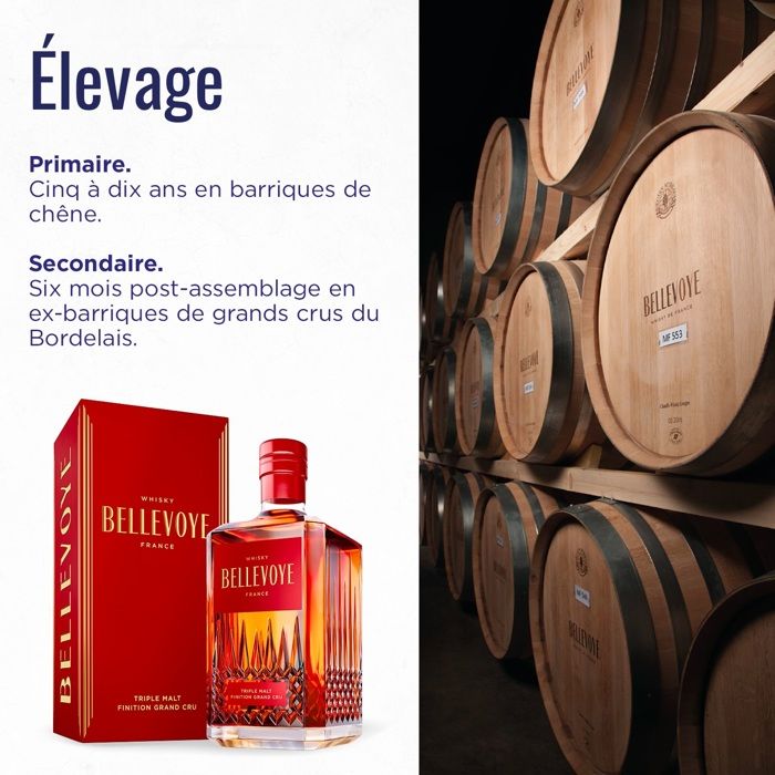 BELLEVOYE - ROUGE - Whisky - Triple Malt - Origine : France - 43 % alcool  - bouteille 70 cl