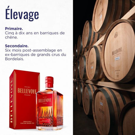 BELLEVOYE - ROUGE - Whisky - Triple Malt - Origine : France - 43 % alcool  - bouteille 70 cl