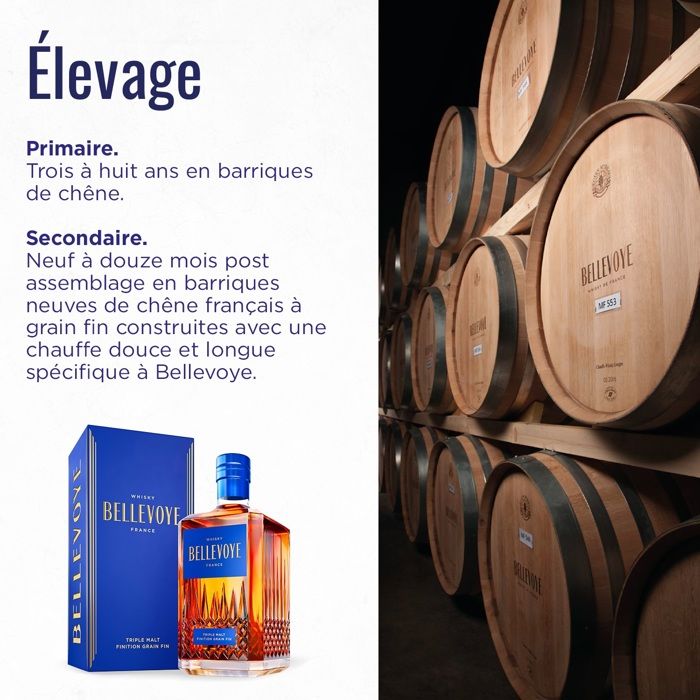 BELLEVOYE - BLEU - Whisky - Triple Malt - Origine : France - 40 % alcool  - bouteille 70 cl