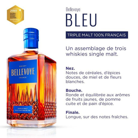 BELLEVOYE - BLEU - Whisky - Triple Malt - Origine : France - 40 % alcool  - bouteille 70 cl