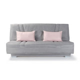 COMFORT BULTEX Banquette clic clac - Tissu Gris + Coussins déco rose - L193 x P95 cm