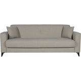 CanapÈ convertible 3 places - BERGAMO - Tissu beige - 2 coussins - coffre de rangement -  230 x 85 x 89 cm