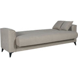 CanapÈ convertible 3 places - BERGAMO - Tissu beige - 2 coussins - coffre de rangement -  230 x 85 x 89 cm
