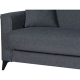 Canapé convertible 3 places - BERGAMO - Tissu gris foncé - 2 coussins - coffre de rangement -  230 x 85 x 89 cm