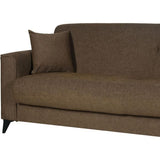 CanapÈ convertible 3 places - BERGAMO - Tissu marron - 2 coussins - coffre de rangement -  230 x 85 x 89 cm