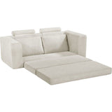Canapé compressé convertible - 3 places - BERTILLE - Tissu Beige creme - 200 x 98 x 90 cm