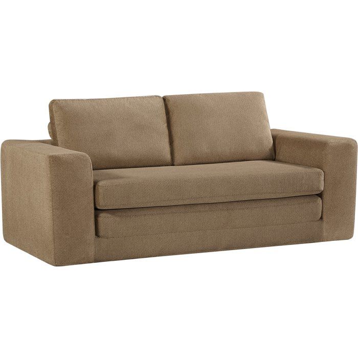 Canapé compressé convertible - 3 places - BERTILLE - Tissu Camel - 200 x 98 x 90 cm