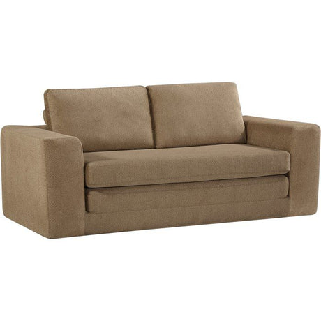 Canapé compressé convertible - 3 places - BERTILLE - Tissu Camel - 200 x 98 x 90 cm