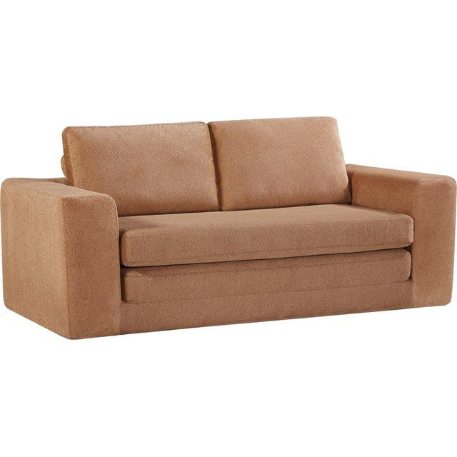 Canapé compressé convertible - 3 places - BERTILLE - Tissu Brun noisette - 200 x 98 x 90 cm