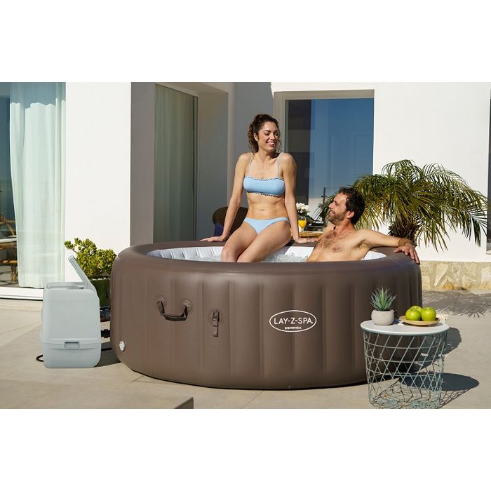 Spa gonflable BESTWAY - Lay-Z-Spa Dominica - 140 airjets - 196 x 71 cm - 4 a 6 places - Rond (couverture, cartouche, 4 appuie-tete)