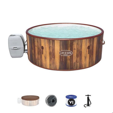 Spa gonflable BESTWAY - Lay-Z-Spa Helsinki - 180 airjets - 180 x 66 cm - 5 a 7 places - Rond (couverture, cartouche, diffuseur)
