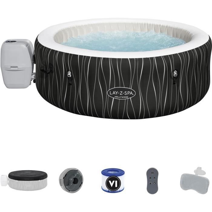 Spa gonflable BESTWAY - Lay-Z-Spa Hollywood - 196 x 66 cm - 4 a 6 places - Rond (Couverture, cartouche, diffuseur, LED...)