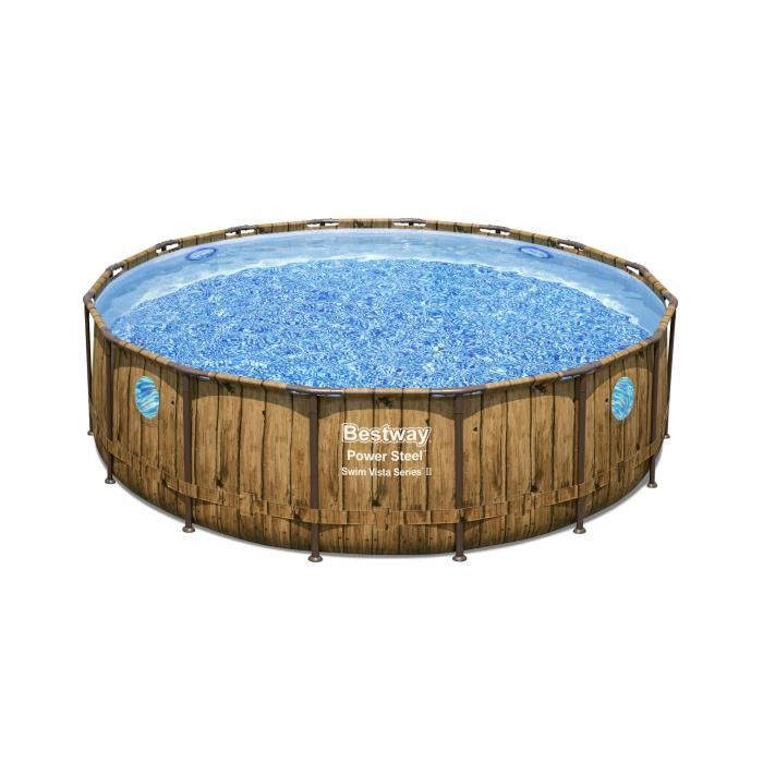 Kit Piscine hors sol tubulaire BESTWAY - Power Steelô - 488 x 122 cm - Ronde (filtre a cartouche, b‚che, Èchelle)