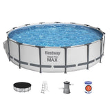 Kit Piscine hors sol tubulaire BESTWAY Steel Pro Maxô- 457 x 107 cm - Ronde (Avec pompe de filtration, Èchelle + b‚che)