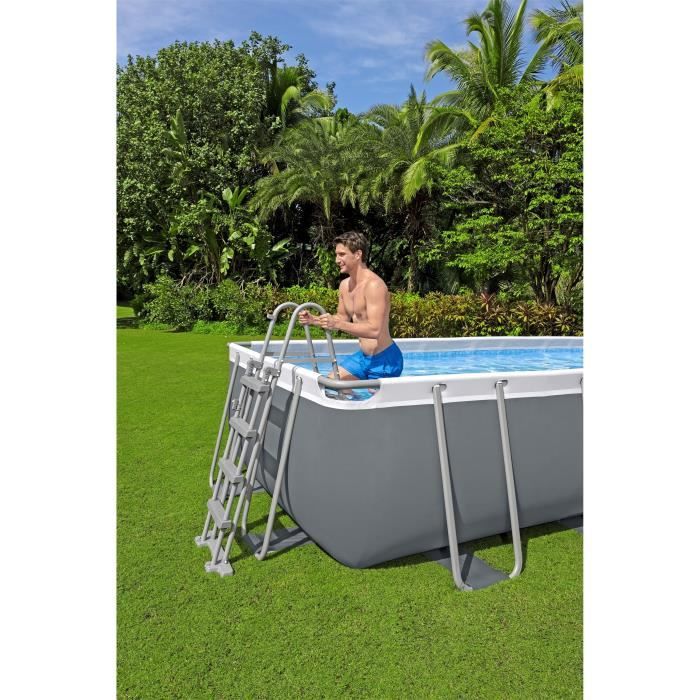 Kit Piscine hors sol tubulaire BESTWAY - Power Steelô - 488 x 244 x 122 cm - Rectangulaire (filtre a sable, b‚che, Èchelle)