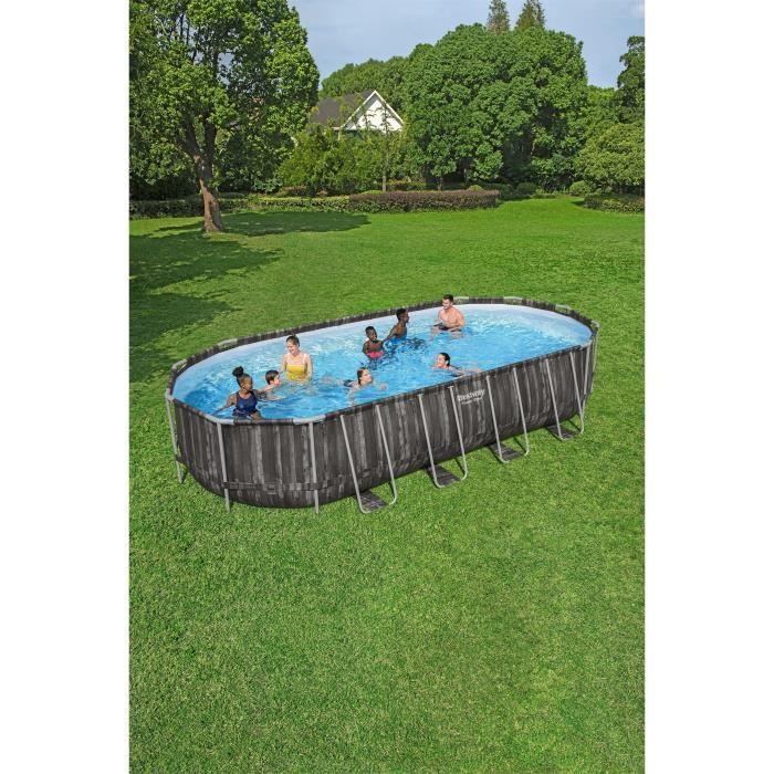 Kit Piscine hors sol tubulaire BESTWAY - Power Steelô - 732 x 366 x 132 cm - Ovale (Inclus Èpurateur a Cartouche + Èchelle + b‚che)