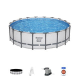 Kit Piscine hors sol tubulaire BESTWAY - Steel Pro Max - 549 x 132 cm - Rectangulaire (Inclus filtre a cartouche + échelle + bâche)