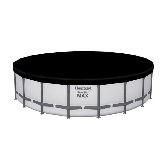 Kit Piscine hors sol tubulaire BESTWAY - Steel Pro Maxô - 610 x 132 cm - Ronde (Inclus filtre, cartouche, echelle et bache)