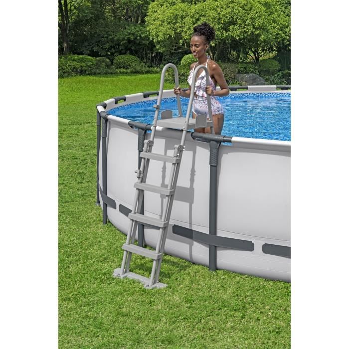 Kit Piscine hors sol tubulaire BESTWAY - Steel Pro Maxô - 610 x 132 cm - Ronde (Inclus filtre, cartouche, echelle et bache)