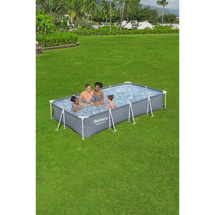 Kit Piscine hors sol tubulaire BESTWAY - Steel Proô - 366 x 201 x 66 cm - Rectangulaire (Inclus Èpurateur a Cartouche)