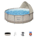 Kit Piscine hors sol tubulaire BESTWAY Steel Pro Maxô 396 x 107 cm - Ronde (Avec filtre a cartouche, auvent, b‚che, Èchelle)