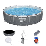 Kit Piscine hors sol tubulaire BESTWAY Steel Pro Maxô 457 x 107 cm - Ronde (Avec filtre a cartouche, Èchelle, b‚che, lumiere LED)