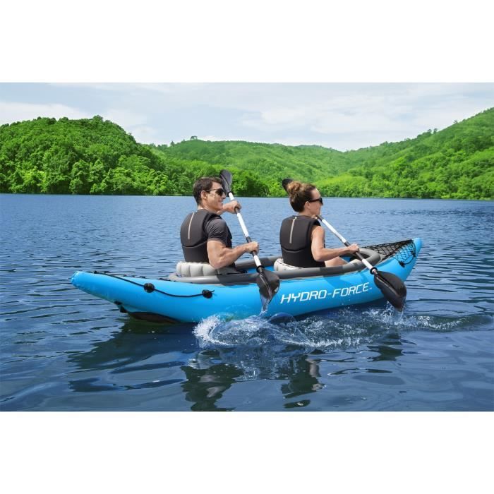 Kayak gonflable - BESTWAY - Cove Champion X2 Hydro-Force - 331x88cm - 2 places - 180kg max - 2 pagaies, 2 ailerons amovibles +