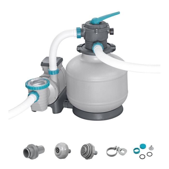 Filtre a sable / pompe de filtration pour piscine jusqu'a 66 m3 - Bestway -11 355 L/h - Avec préfiltre