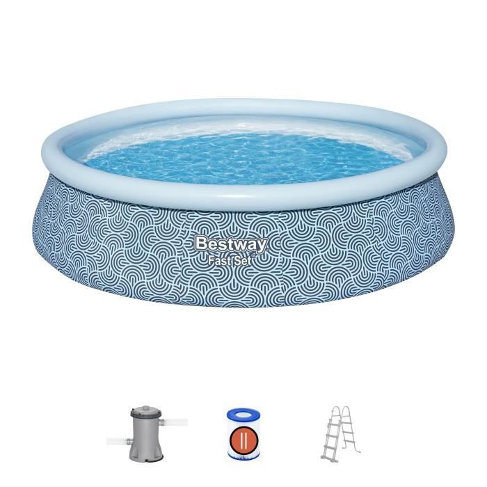 Kit Piscine gonflable BESTWAY -  Fast Set - 457 x 107 cm - Ronde (Filtre a cartouche, échelle, 1 cartouche)