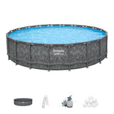 Kit piscine hors sol tubulaire BESTWAY - APX 365  - 671 x 132 cm - Ronde (Filtre a sable, 500 g polysphere, échelle, bâche)