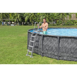 Kit piscine hors sol tubulaire BESTWAY - APX 365  - 671 x 132 cm - Ronde (Filtre a sable, 500 g polysphere, échelle, bâche)