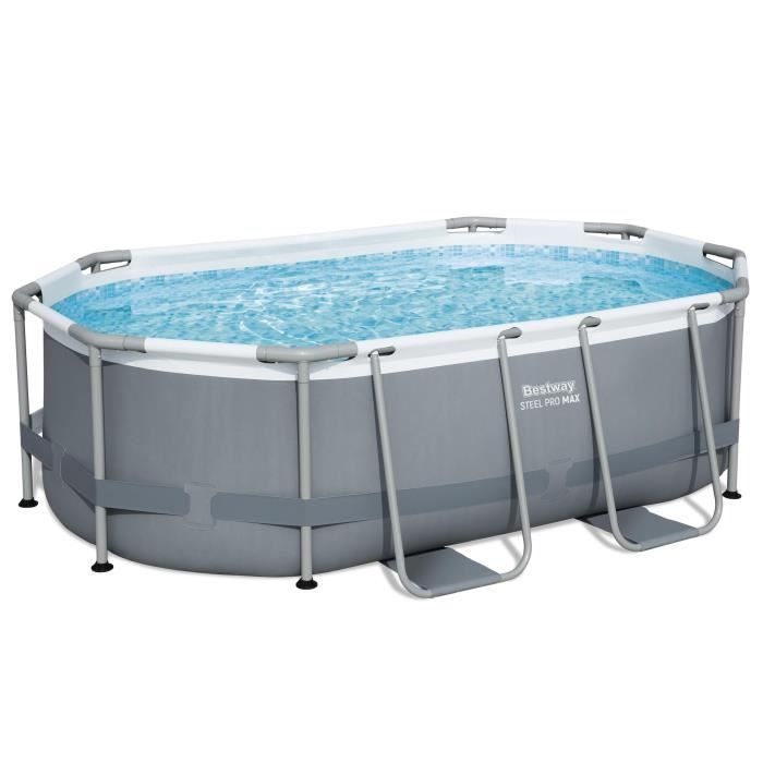 Kit Piscine hors sol tubulaire BESTWAY - Steel Pro MAX - 305 x 200 x 84 cm - Ovale (Livrée avev filtre a cartouche et 1 cartouche)