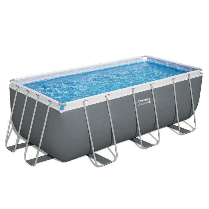 Kit Piscine hors sol tubulaire BESTWAY - Steel Pro Max - 422 x 201 x 122 cm - Rectangulaire (Filtre a cartouche, échelle, 1 cartouch
