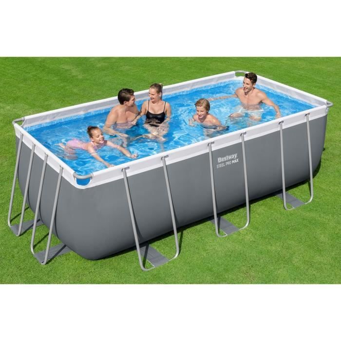Kit Piscine hors sol tubulaire BESTWAY - Steel Pro Max - 422 x 201 x 122 cm - Rectangulaire (Filtre a cartouche, échelle, 1 cartouch