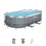Kit Piscine hors sol tubulaire BESTWAY - Steel Pro MAX - 427 x 250 x 100 cm - Ovale (Avec filtre a cartouche, 1 cartouche et échell