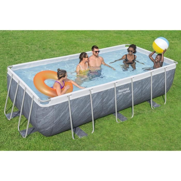 Kit Piscine hors sol tubulaire BESTWAY - Steel Pro Max - 404 x 201 x 100 cm -Rectangulaire (Filtre a cartouche, échelle, 1 cartouche