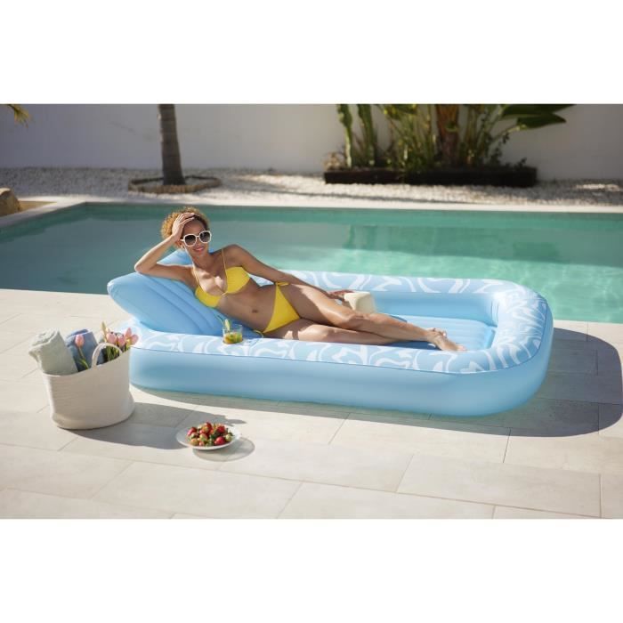 Bouée gonflable - Bestway - matelas de bronzage et piscine Sun-Kissed - 203 x 137 x 25,5 cm - avec oreiller