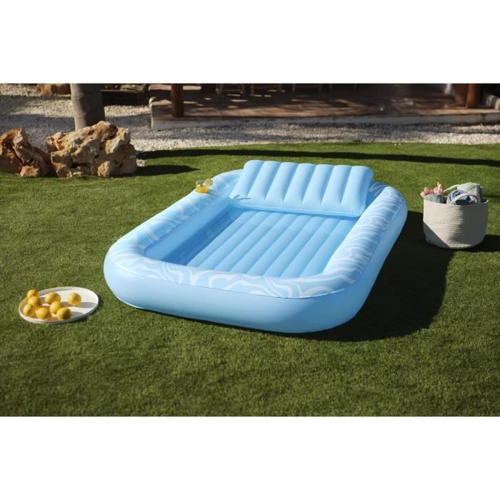 Bouée gonflable - Bestway - matelas de bronzage et piscine Sun-Kissed - 203 x 137 x 25,5 cm - avec oreiller
