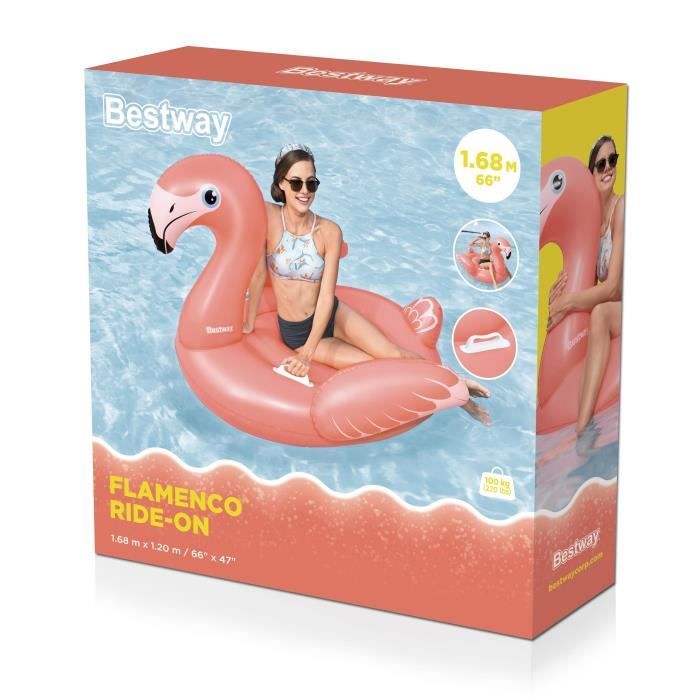 Bouée a chevaucher - Bestway - Flamant rose - 168 x 120 cm