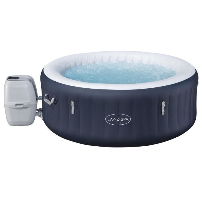 Spa gonflable BESTWAY - Lay-Z-Spa Miami - 120 airjets - 180 x 66 cm - 2 a 4 places - Rond (couverture, cartouche, diffuseur)