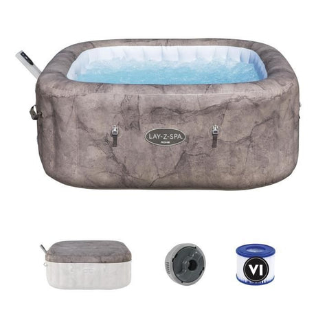 Spa gonflable BESTWAY - Lay-Z-Spa Rome - 140 airjets - 180 x 180 x 71 cm - 4 a 6 places - Carré (couverture, cartouche, diffuseur)