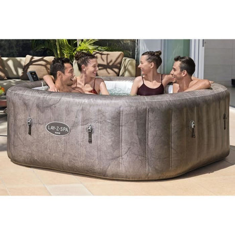Spa gonflable BESTWAY - Lay-Z-Spa Rome - 140 airjets - 180 x 180 x 71 cm - 4 a 6 places - Carré (couverture, cartouche, diffuseur)